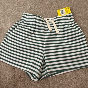 Primary kids park shorts in sunwashed teal stripe, 4